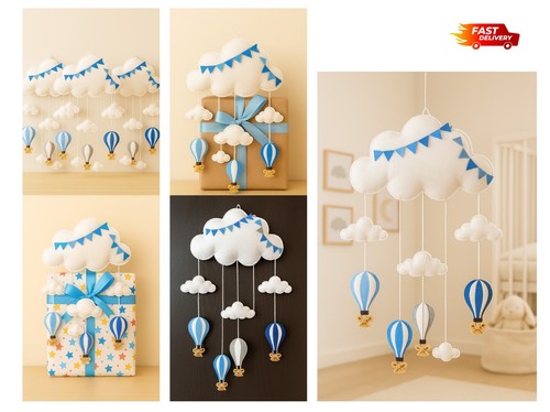 Felt baby mobile hot air - baby,