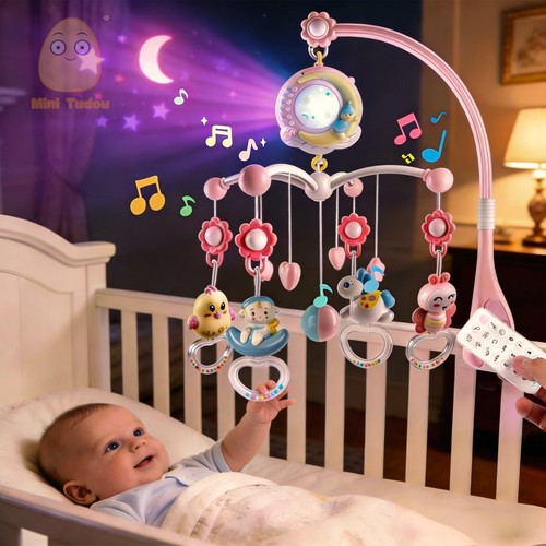 Pink baby moblie crib toy - pink,